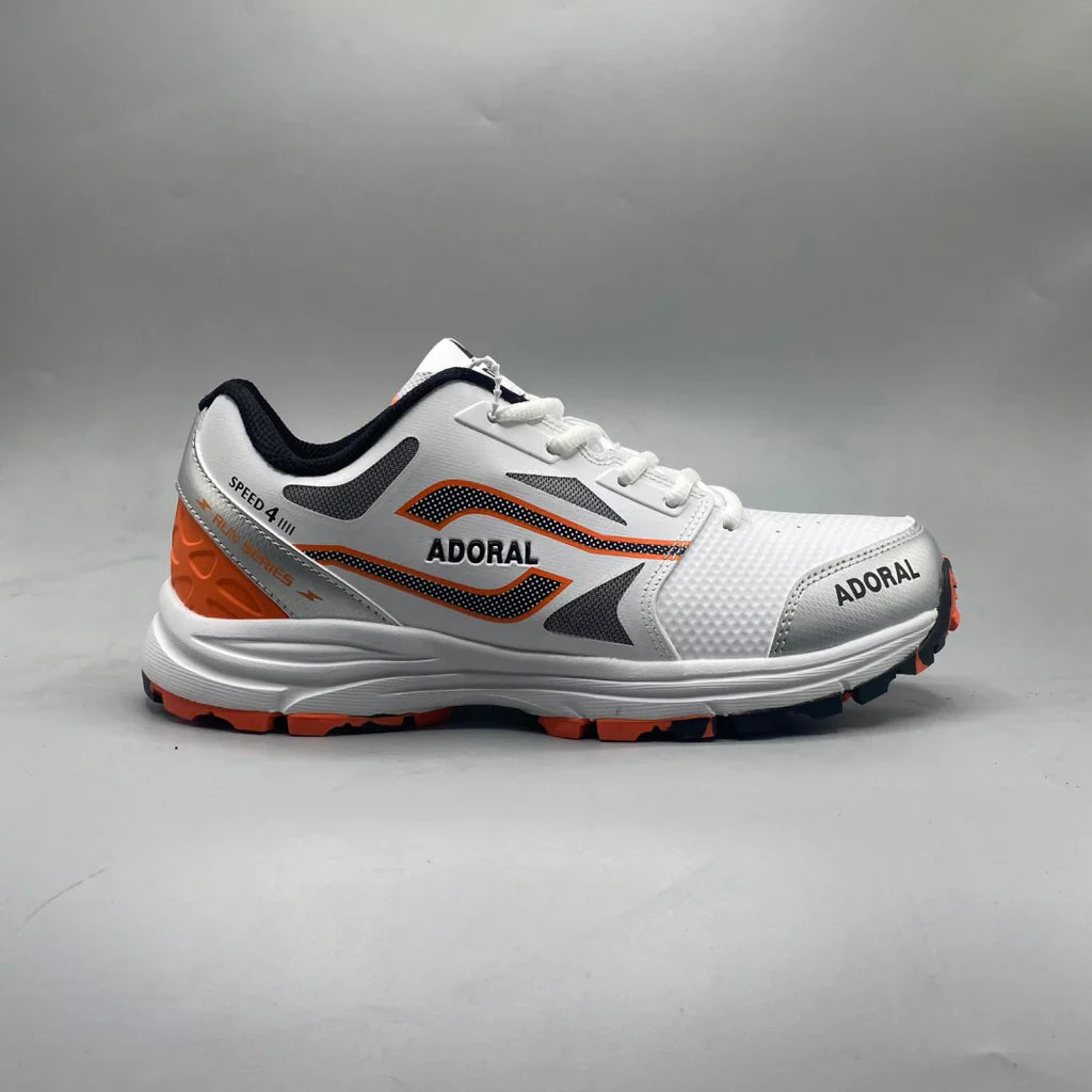ADORAL SPEED WHITE/BLUE CRICKET SHOES.