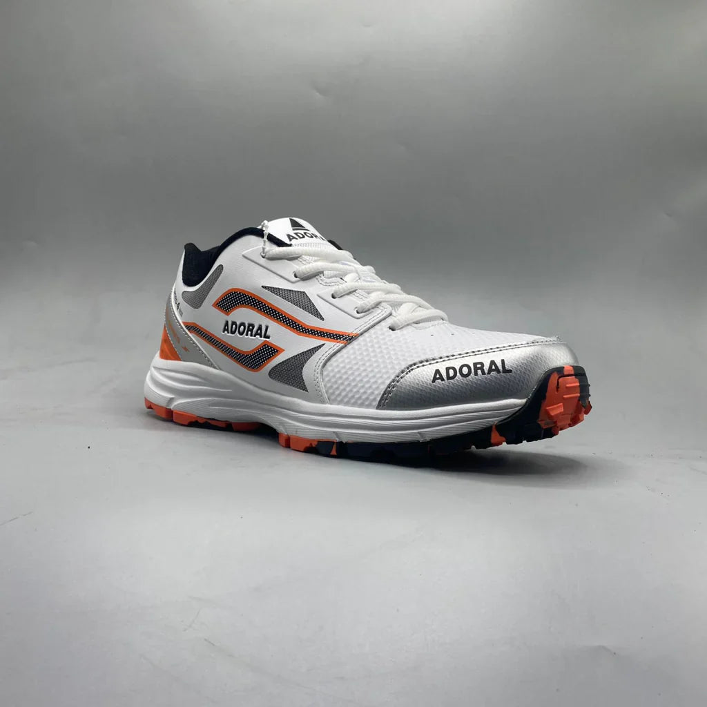 ADORAL SPEED WHITE/BLUE CRICKET SHOES.