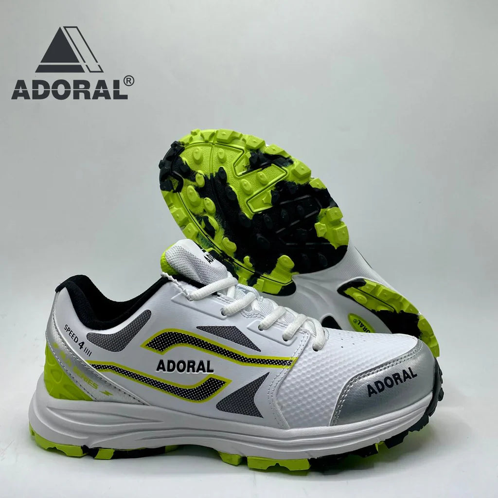 ADORAL SPEED WHITE/BLUE CRICKET SHOES.