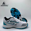 ADORAL SPEED WHITE/BLUE CRICKET SHOES.